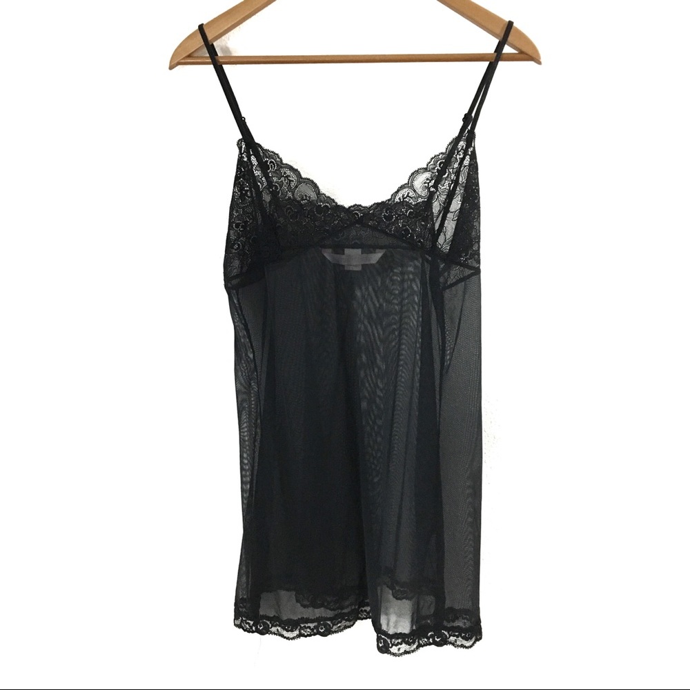 Victorias Secret Black Chemise Lingerie Sheer Lace